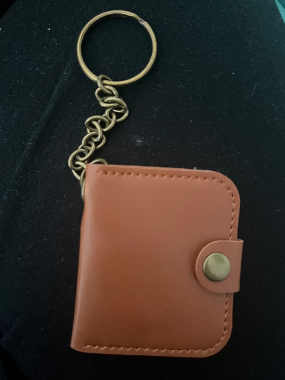 Brown Leather Keychain Wallet - Compact Card Holder